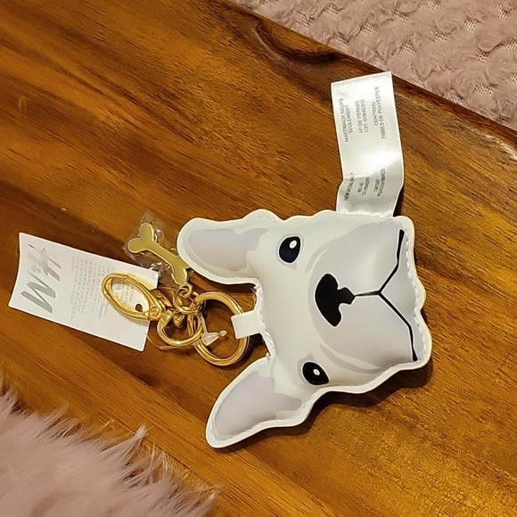 H&M 🎄White & Gray Boston Terrier Plush Bag Charm/Key Chain - Picture 1 of 3